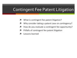 Contingent Fee Patent Litigation