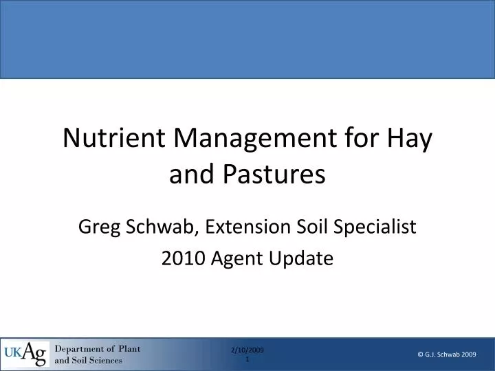 nutrient management for hay and pastures