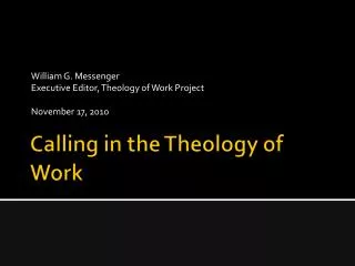 Calling in the Theology of Work