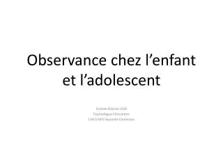observance chez l enfant et l adolescent