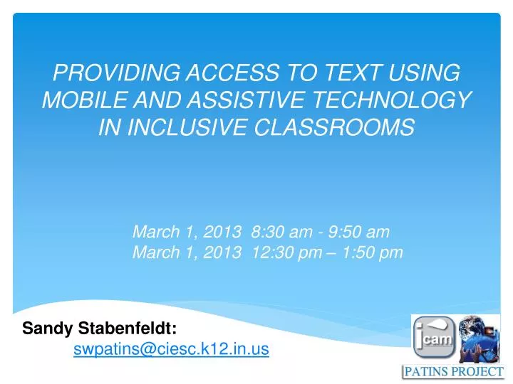 providing access to text using mobile and assistive technology in inclusive classrooms