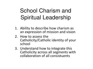School Charism and Spiritual Leadership