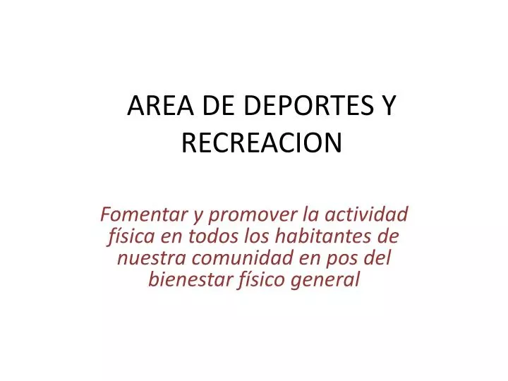 area de deportes y recreacion