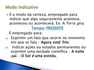 modo indicativo