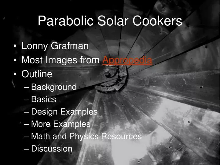 parabolic solar cookers