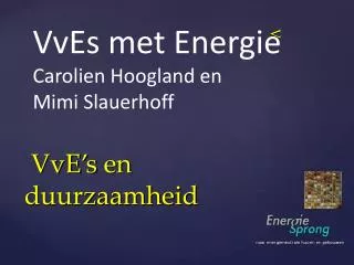 vve s en duurzaamheid