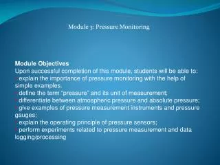 Module 3: Pressure Monitoring