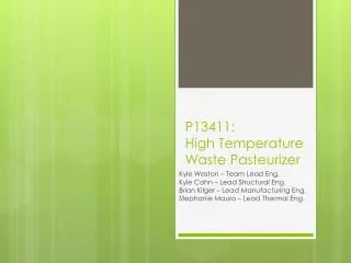 P13411: High Temperature Waste Pasteurizer