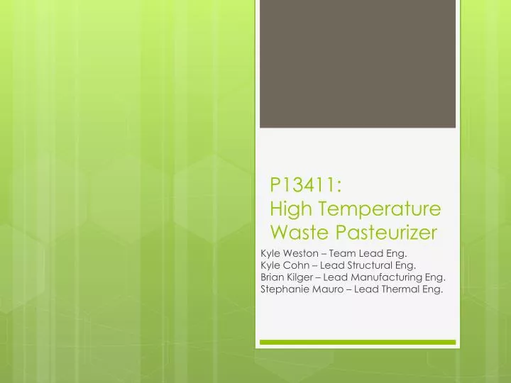 p13411 high temperature waste pasteurizer