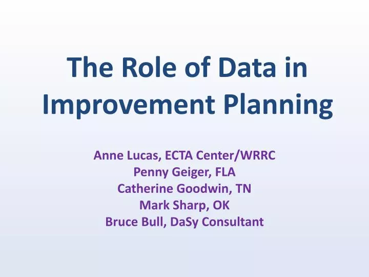 the role of data in improvement planning