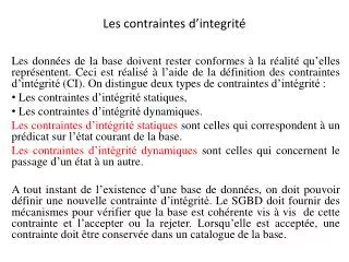 les contraintes d integrit