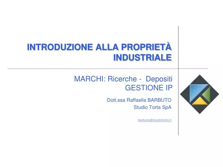 introduzione alla propriet industriale