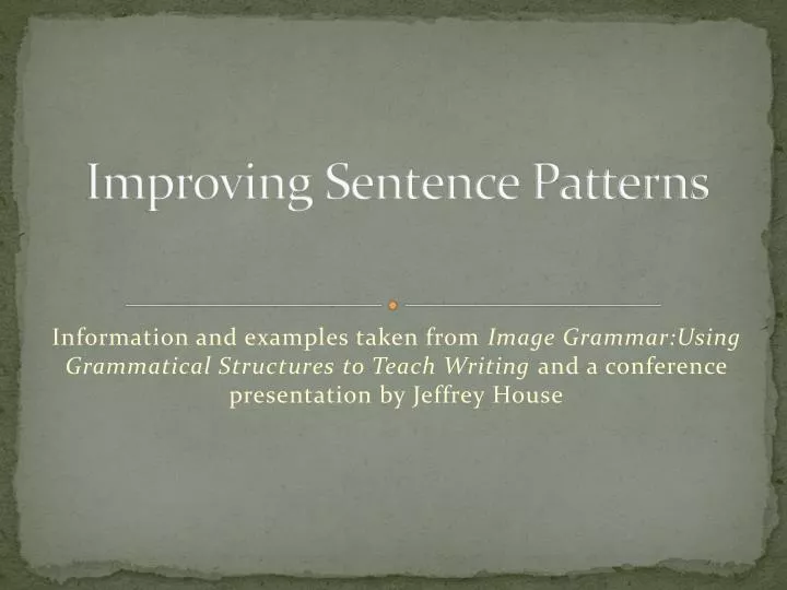 improving sentence patterns