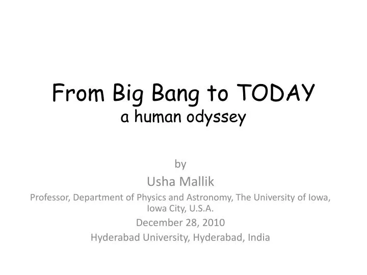 from big bang to today a human odyssey