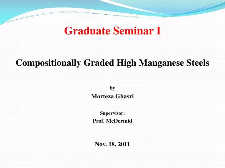 graduate seminar i