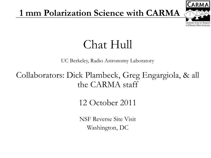 1 mm polarization science with carma
