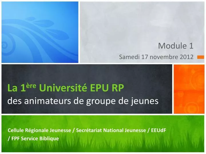 la 1 re universit epu rp des animateurs de groupe de jeunes