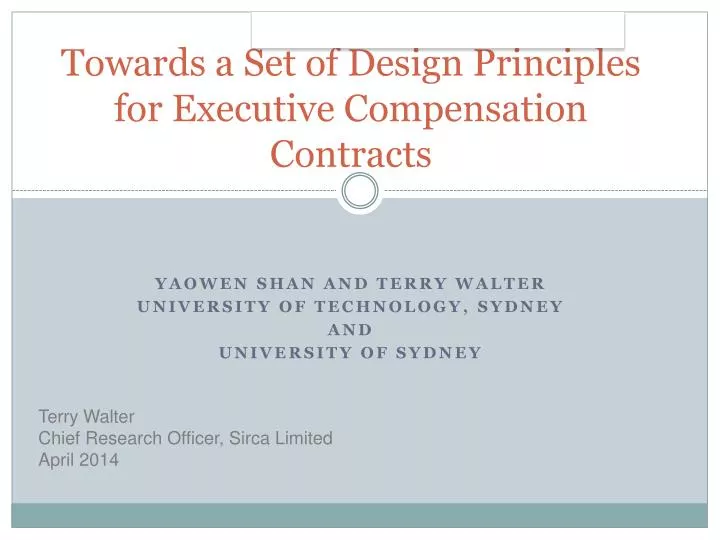 towards a set of design principles for executive compensation contracts