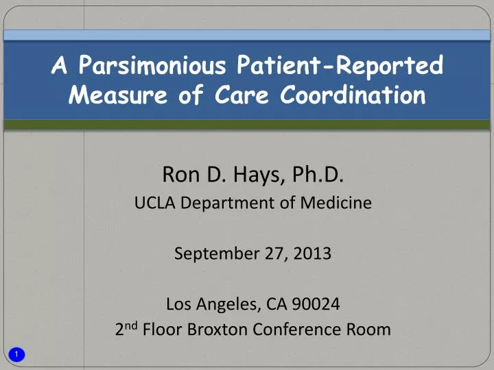 a parsimonious patient reported measure of care coordination