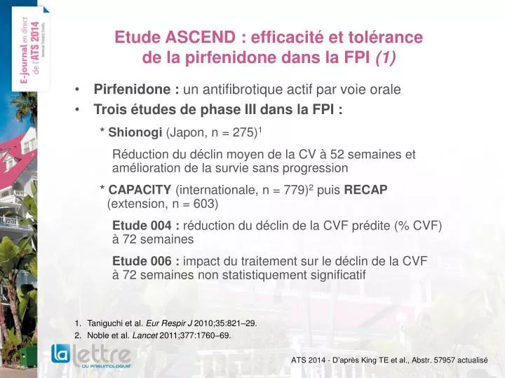 etude ascend efficacit et tol rance de la pirfenidone dans la fpi 1