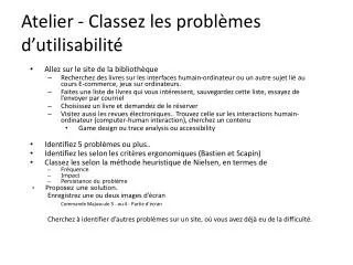 atelier classez les probl mes d utilisabilit