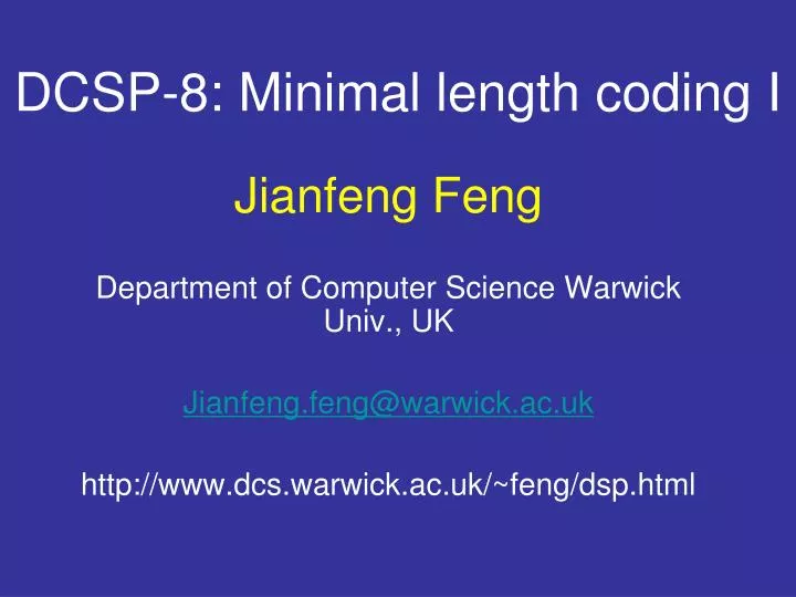 dcsp 8 minimal length coding i