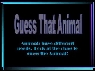 Animals have different needs. Look at the clues to guess the Animal!
