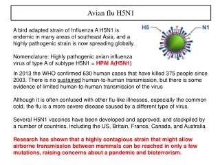 Avian flu H5N1