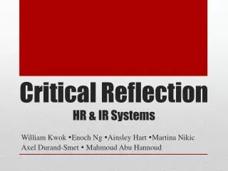 Critical Reflection HR &amp; IR Systems