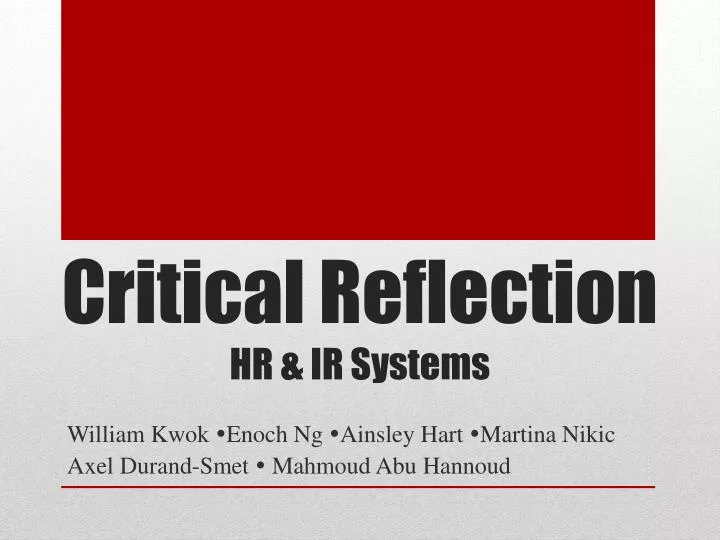 critical reflection hr ir systems