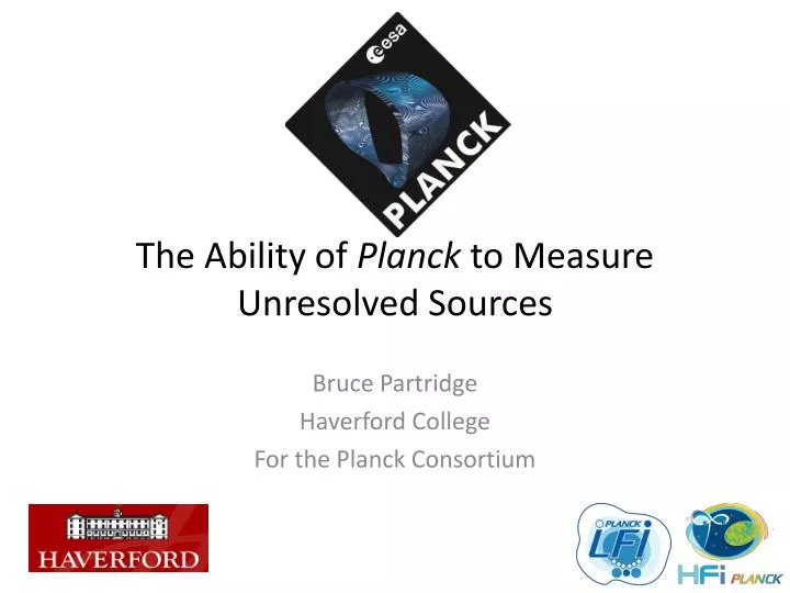 the ability of planck to measure unresolved sources