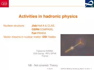 Activities in hadronic physics