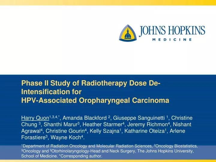 phase ii study of radiotherapy dose de intensification for hpv associated oropharyngeal carcinoma