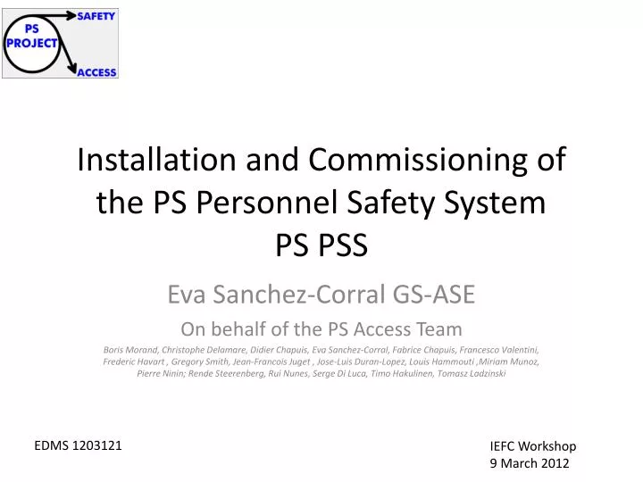 installation and commissioning of the ps personnel safety system ps pss