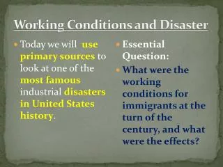 Working Conditions and Disaster