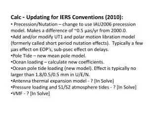 Calc - Updating for IERS Conventions (2010):