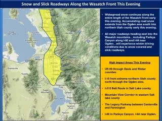 Snow and Slick Roadways Along the Wasatch Front This Evening