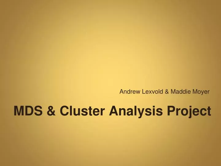 mds cluster analysis project