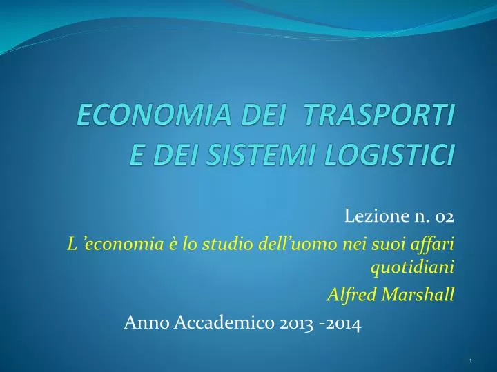 economia dei trasporti e dei sistemi logistici