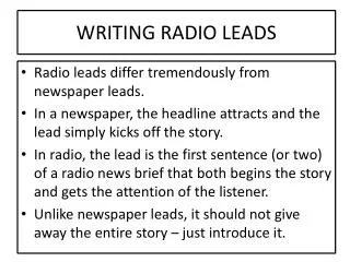 WRITING RADIO LEADS