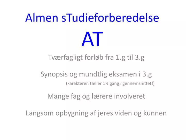 almen studieforberedelse at