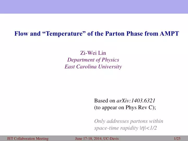 zi wei lin department of physics east carolina university