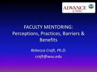 FACULTY MENTORING: Perceptions, Practices, Barriers &amp; Benefits