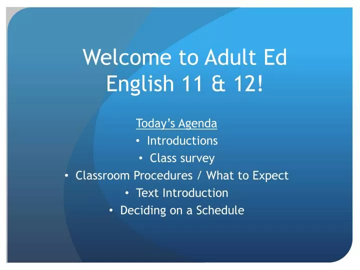 welcome to adult ed english 11 12