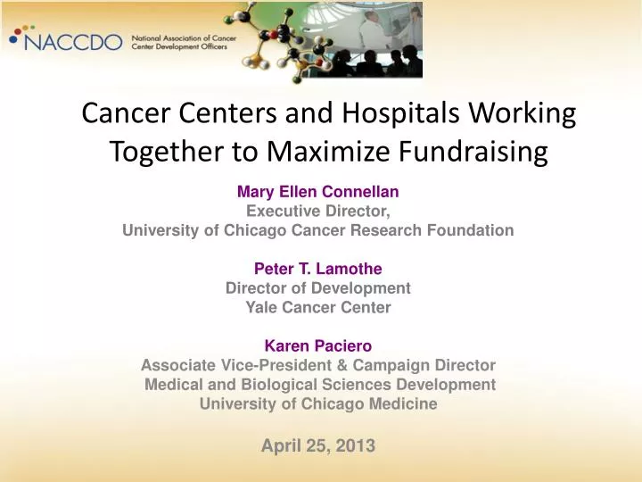 cancer centers and hospitals working together to maximize fundraising