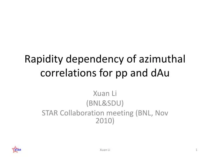 rapidity dependency of azimuthal correlations for pp and dau