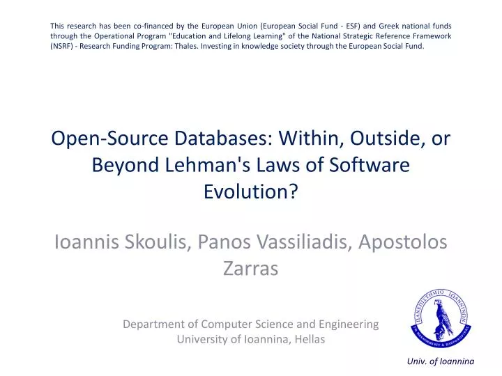 open source databases within outside or beyond lehman s laws of software evolution