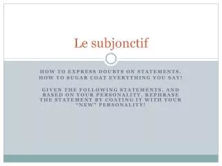 le subjonctif
