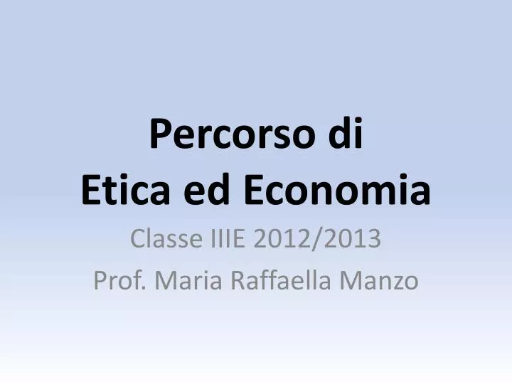 percorso di etica ed economia