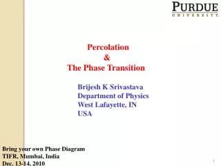 Percolation &amp; The Phase Transition